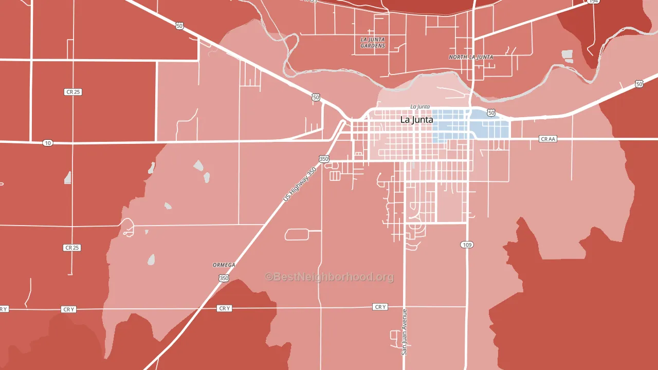 La Junta Gardens, CO block-group political-lean map