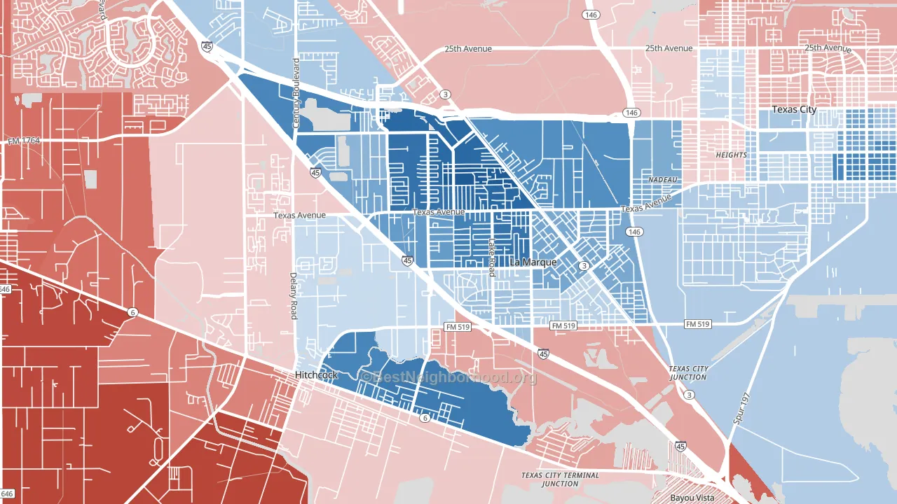 La Marque, TX block-group political-lean map