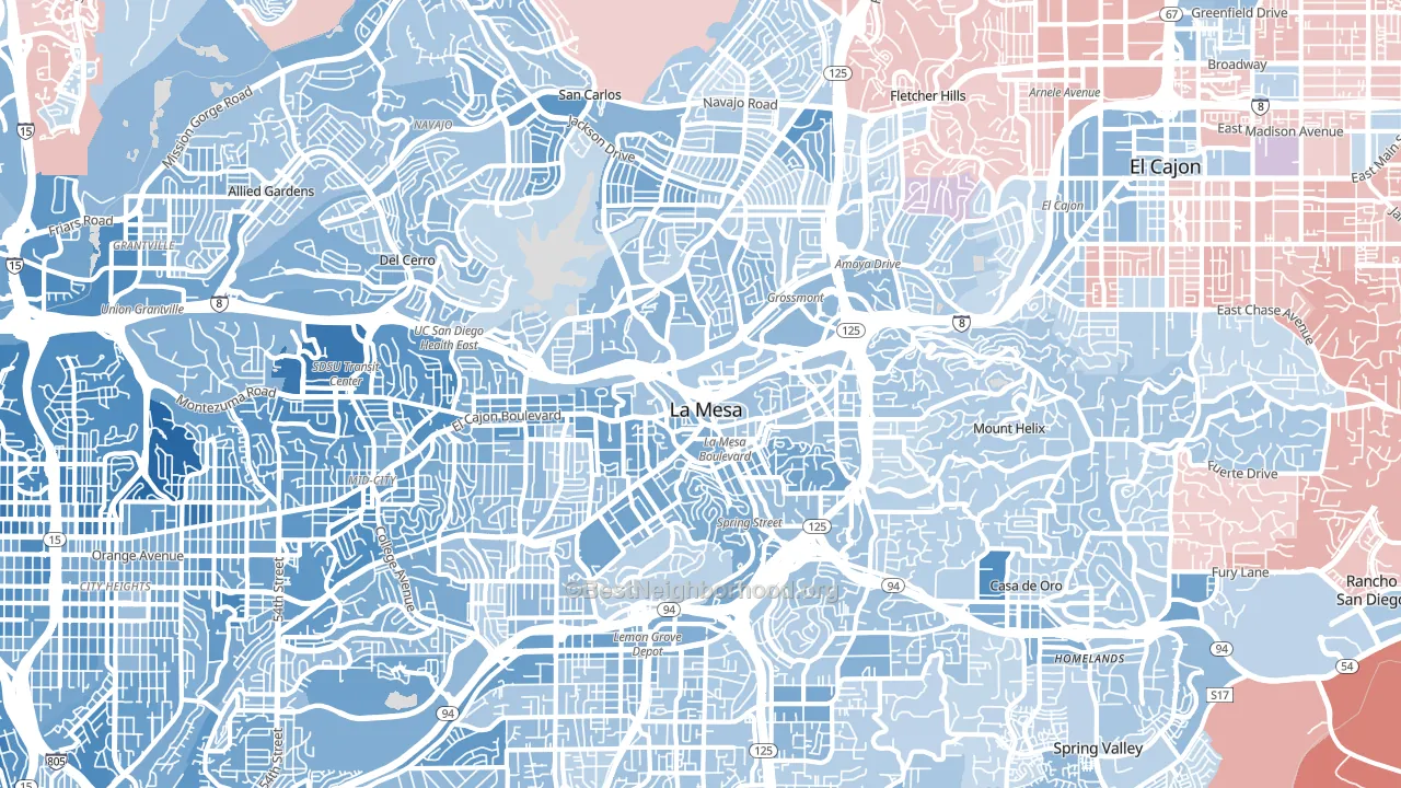 La Mesa, CA block-group political-lean map