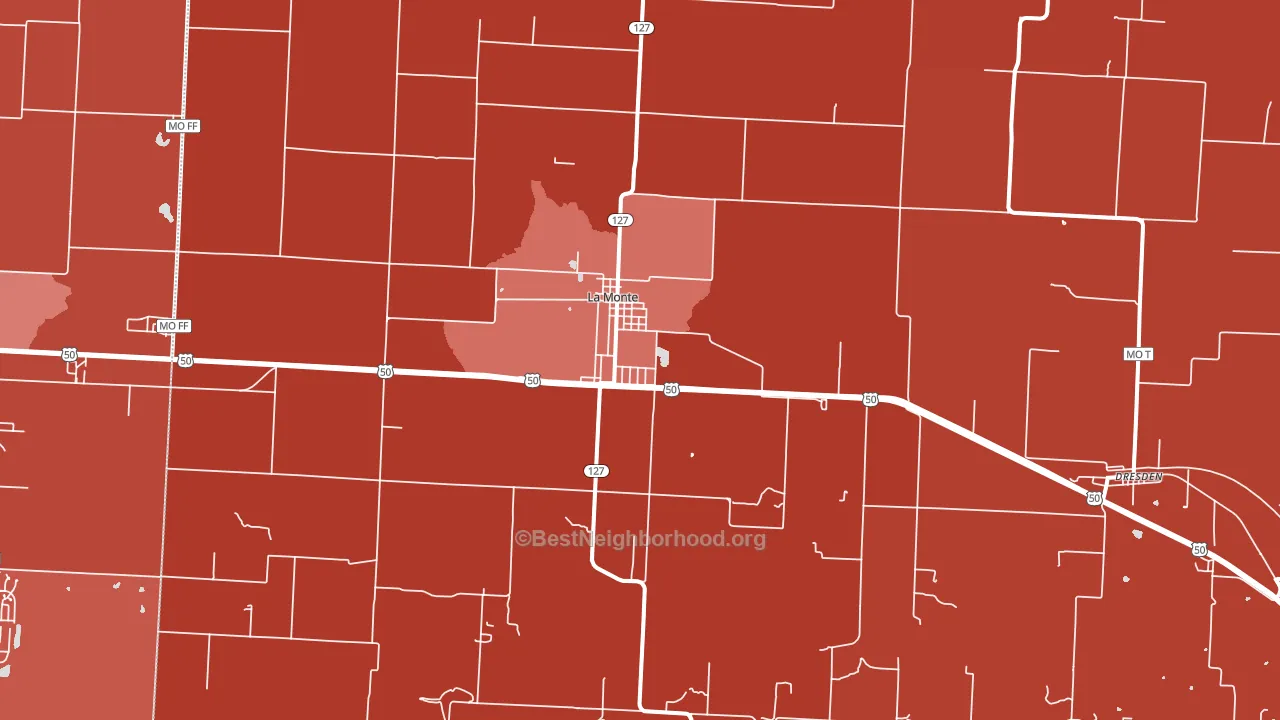 La Monte, MO block-group political-lean map