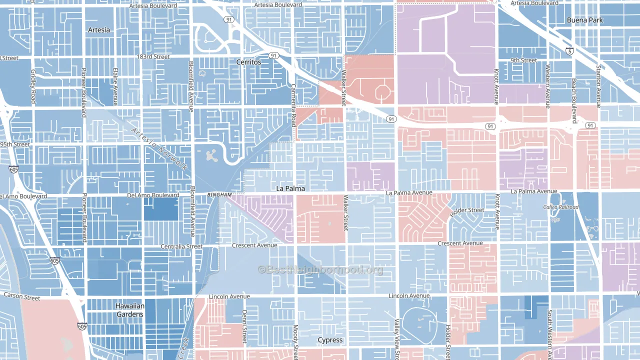 La Palma, CA block-group political-lean map
