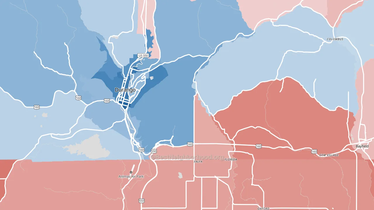 La Plata County, CO block-group political-lean map