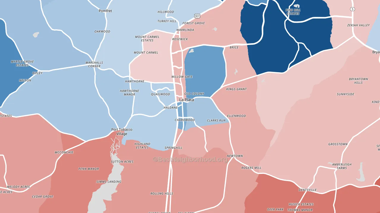 La Plata, MD block-group political-lean map