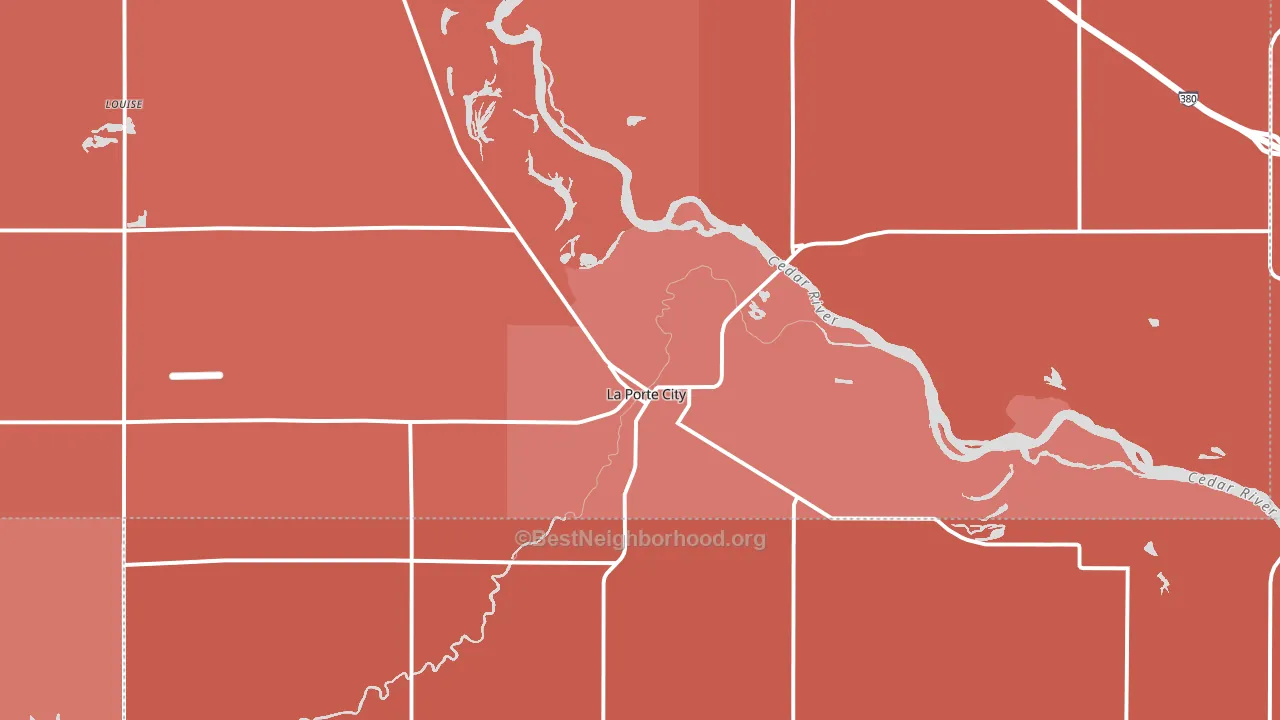 La Porte City, IA block-group political-lean map