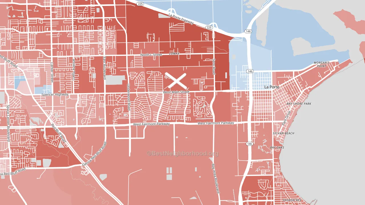 La Porte, TX block-group political-lean map