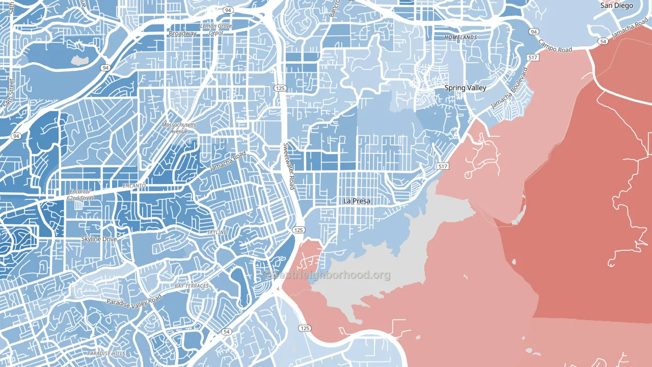La Presa, CA block-group political-lean map