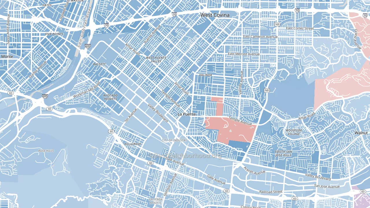 La Puente, CA block-group political-lean map