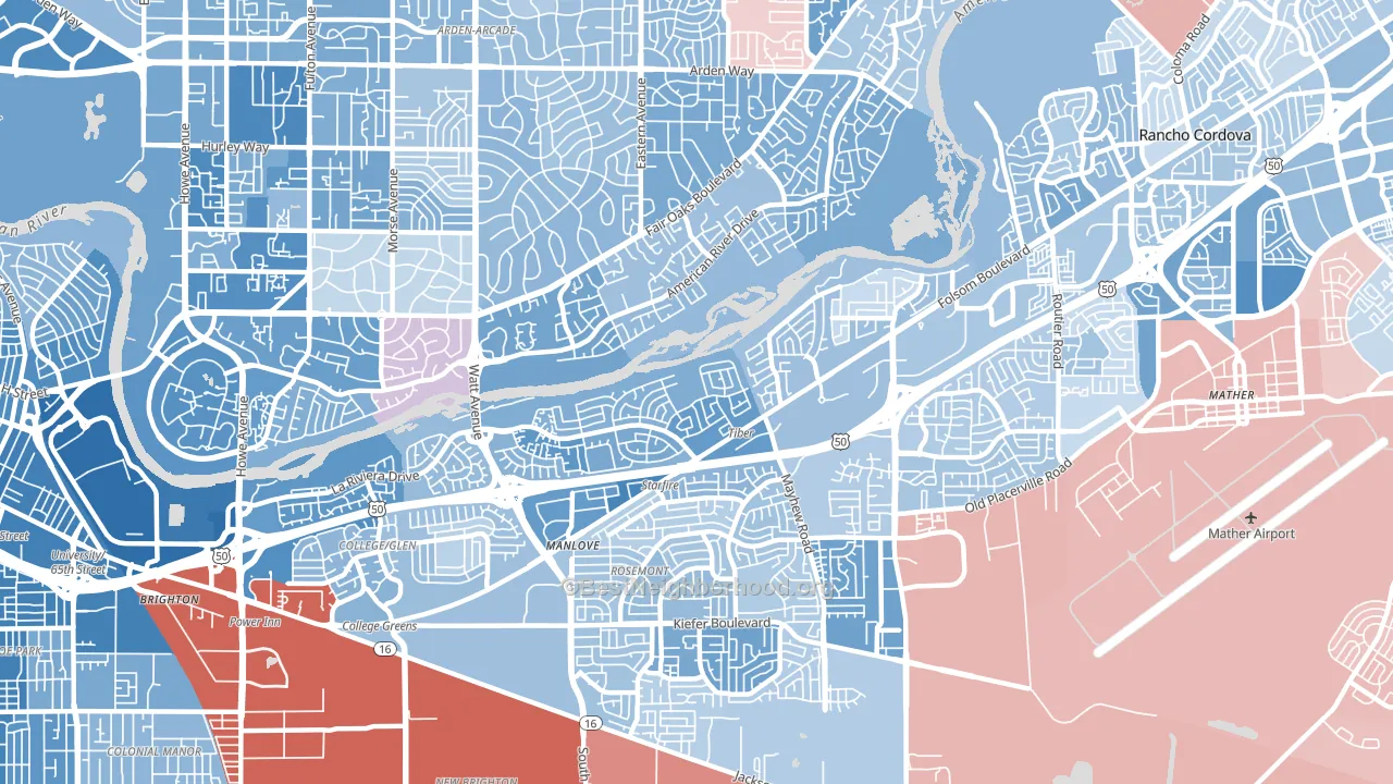 La Riviera, CA block-group political-lean map