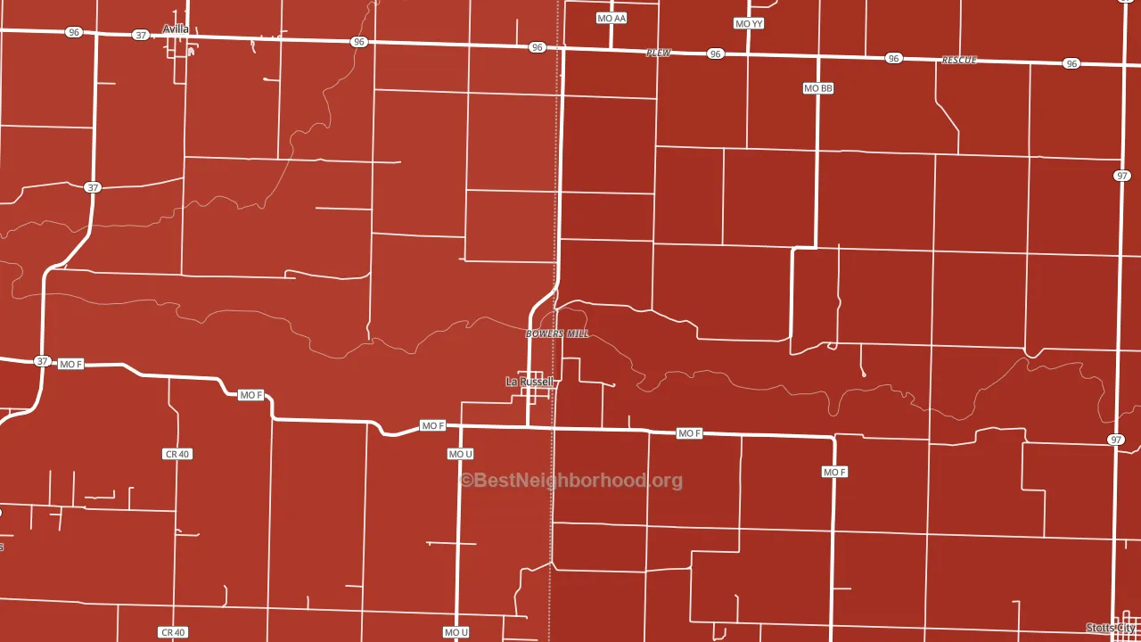 La Russell, MO block-group political-lean map