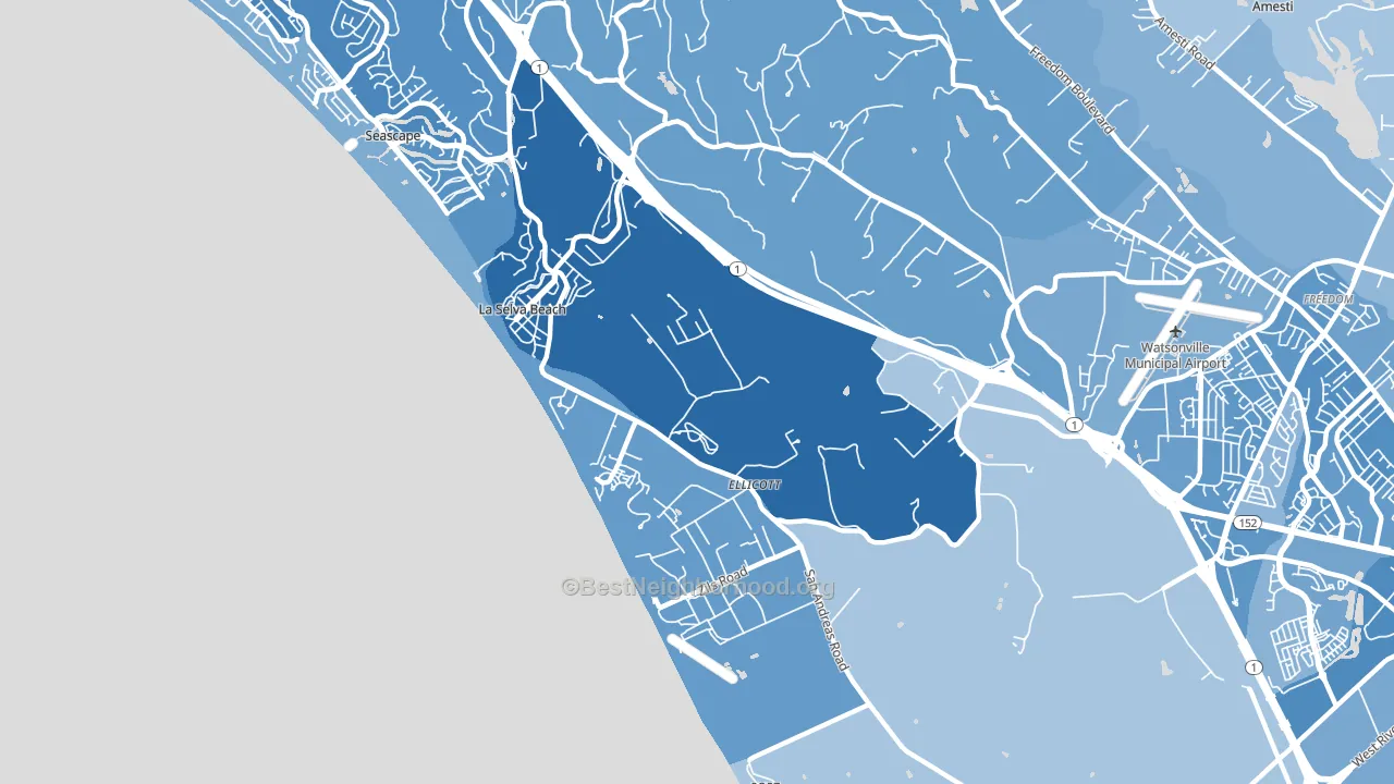 La Selva Beach, CA block-group political-lean map