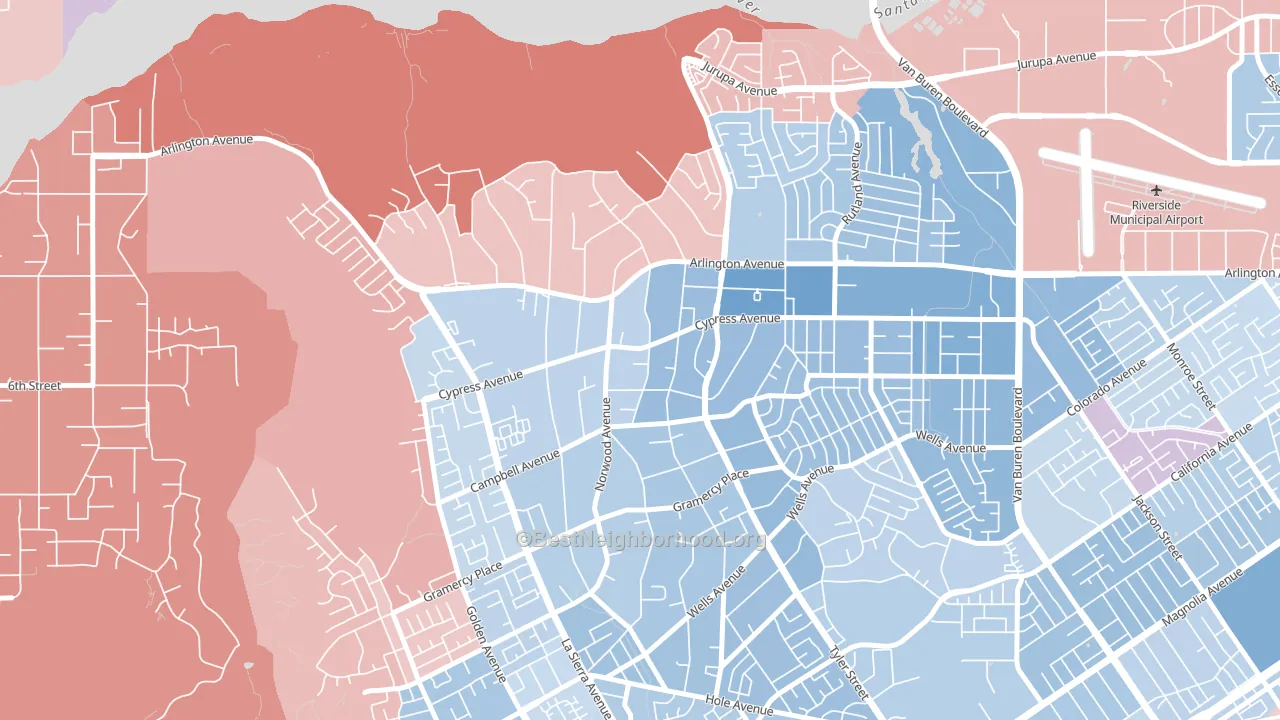 La Sierra Acres, Riverside, CA block-group political-lean map
