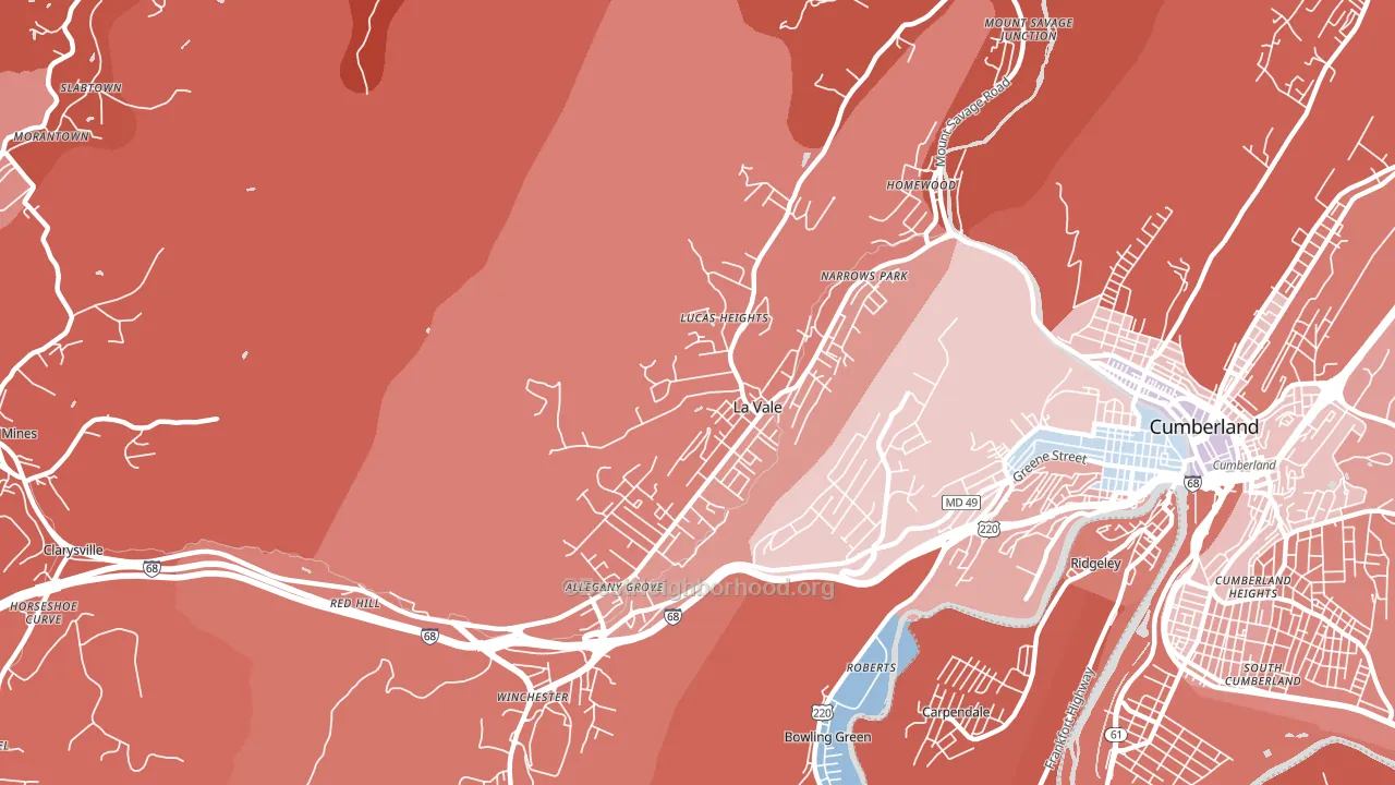 La Vale, MD block-group political-lean map