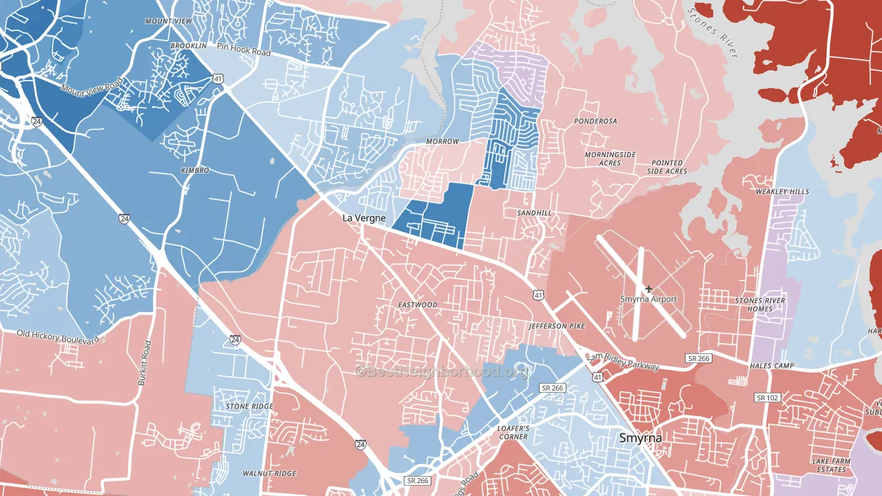 La Vergne, TN block-group political-lean map