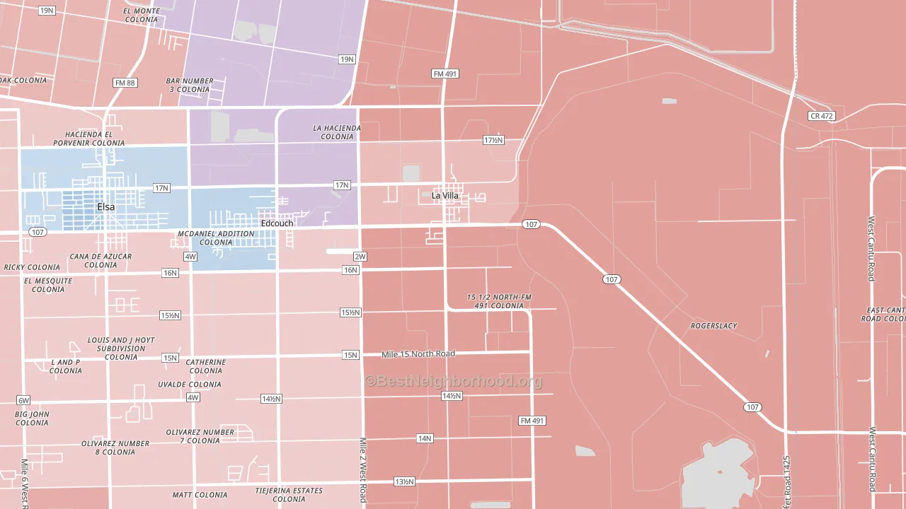 La Villa, TX block-group political-lean map