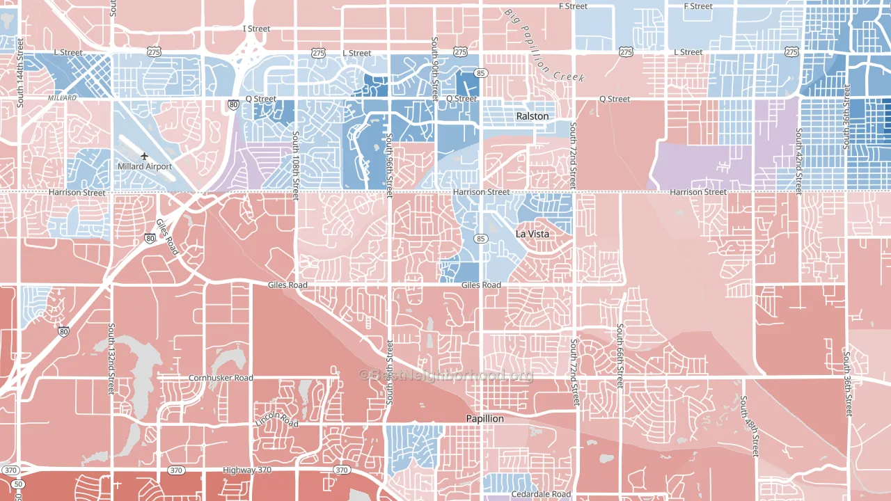 La Vista, NE block-group political-lean map
