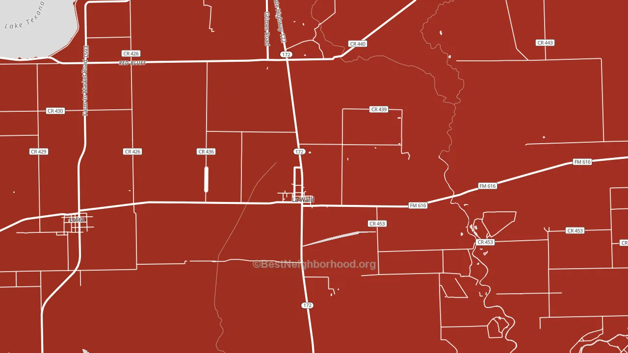 La Ward, TX block-group political-lean map