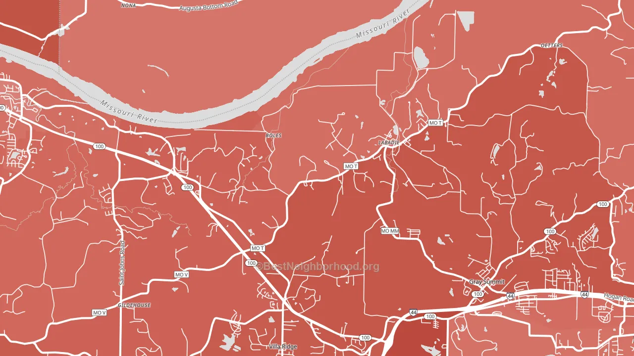 Labadie, MO block-group political-lean map