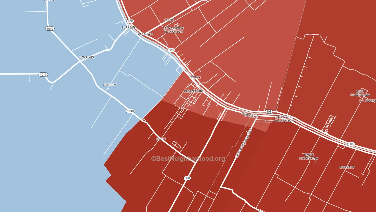 Labadieville, LA block-group political-lean map