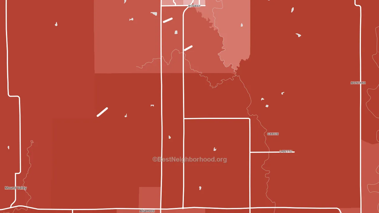 Labette County, KS block-group political-lean map