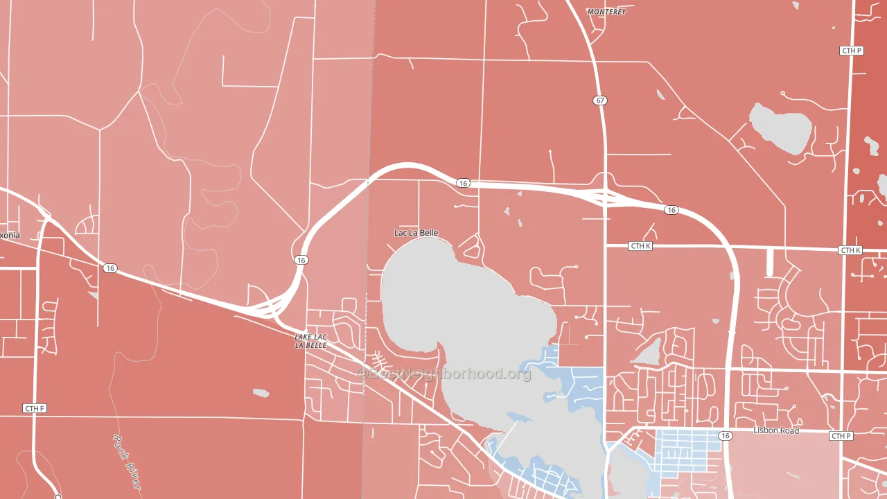 Lac La Belle, WI block-group political-lean map