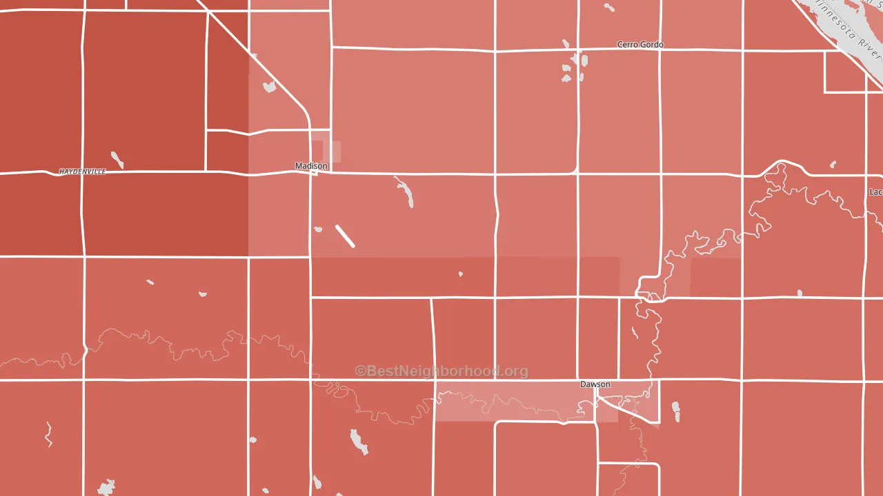 Lac qui Parle County, MN block-group political-lean map