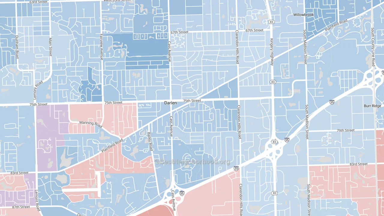 Lace, Darien, IL block-group political-lean map