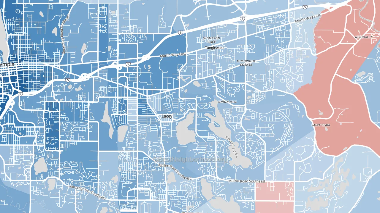Lacey, WA block-group political-lean map