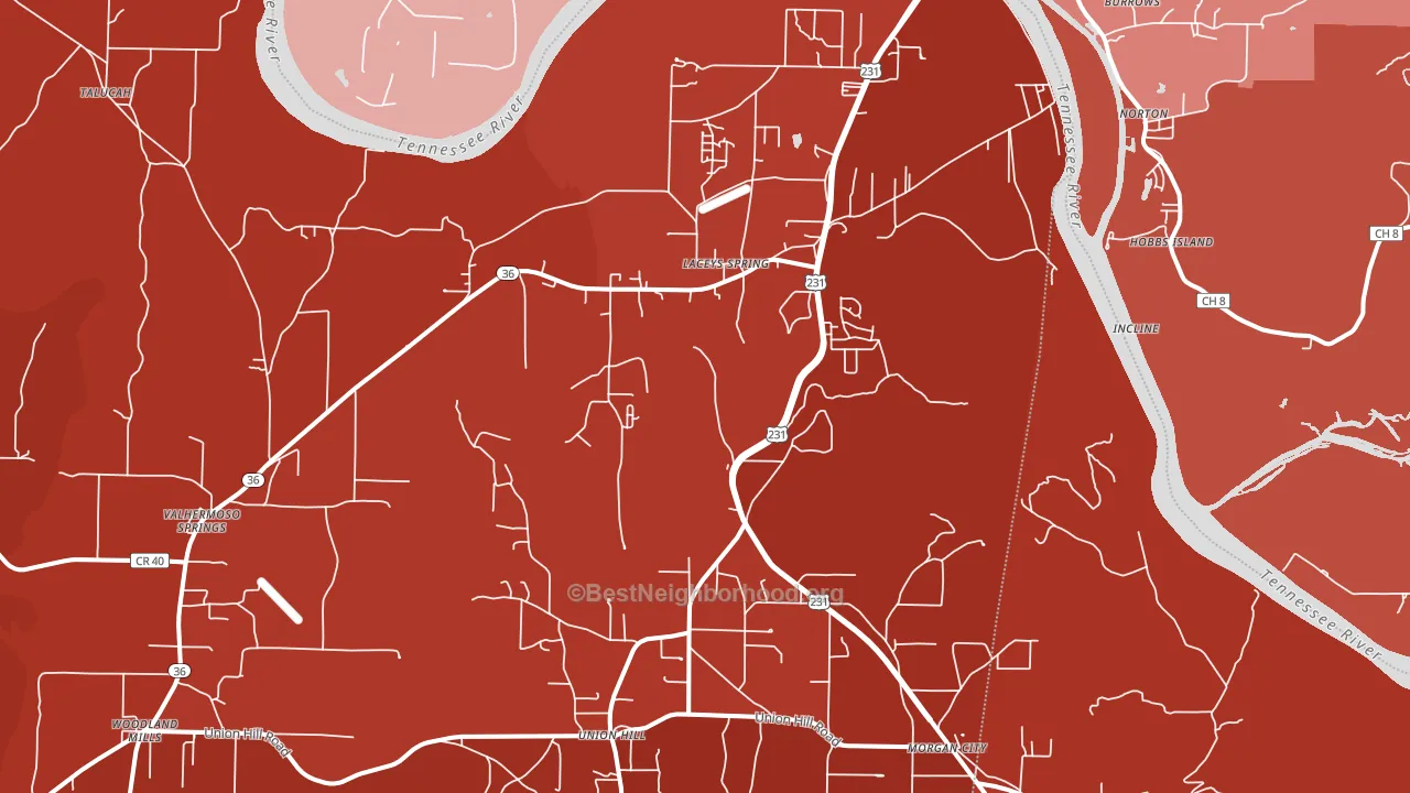 Laceys Spring, AL block-group political-lean map