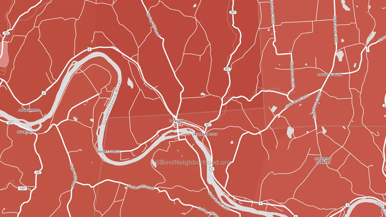 Laceyville, PA block-group political-lean map