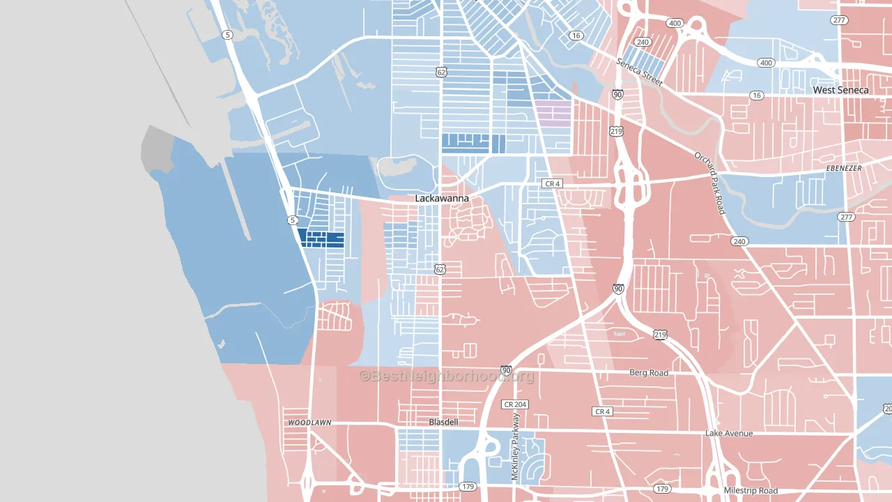 Lackawanna, NY block-group political-lean map