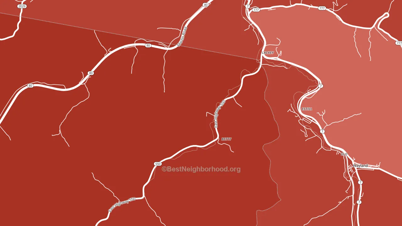 Lackey, KY block-group political-lean map