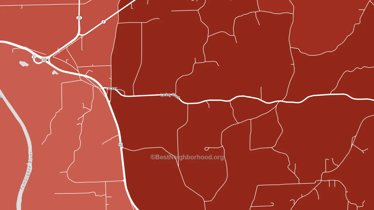 Lackey, MS block-group political-lean map