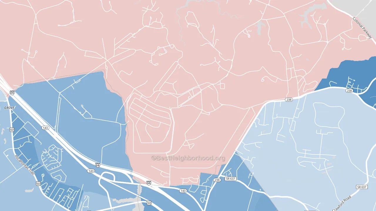Lackey, VA block-group political-lean map
