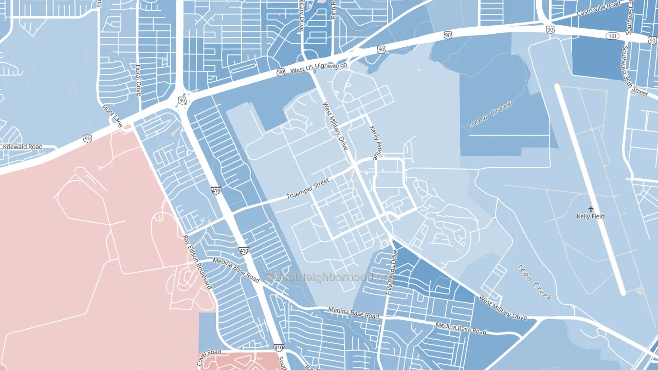 Lackland AFB, TX block-group political-lean map