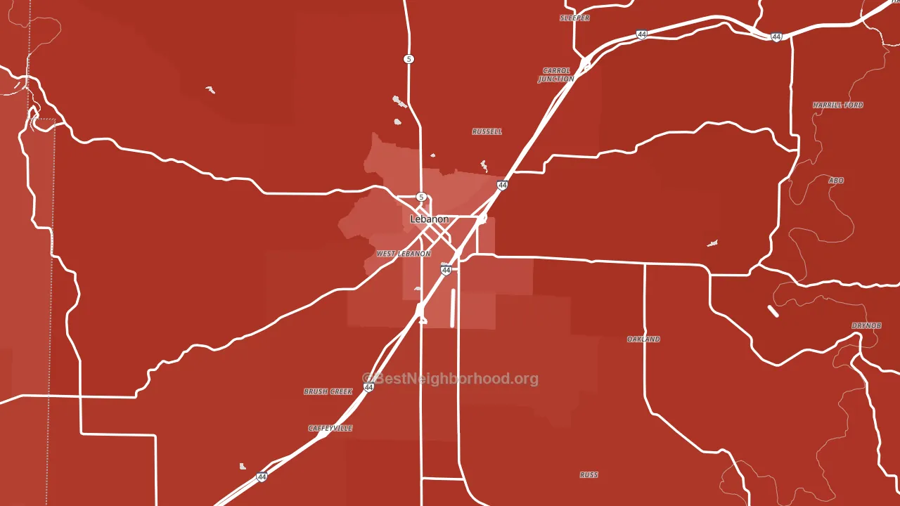Laclede County, MO block-group political-lean map