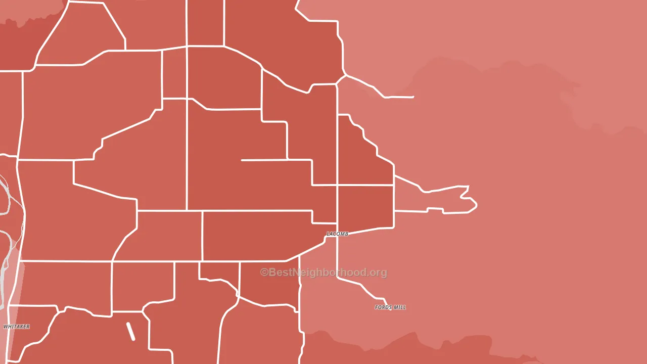 Lacomb, OR block-group political-lean map