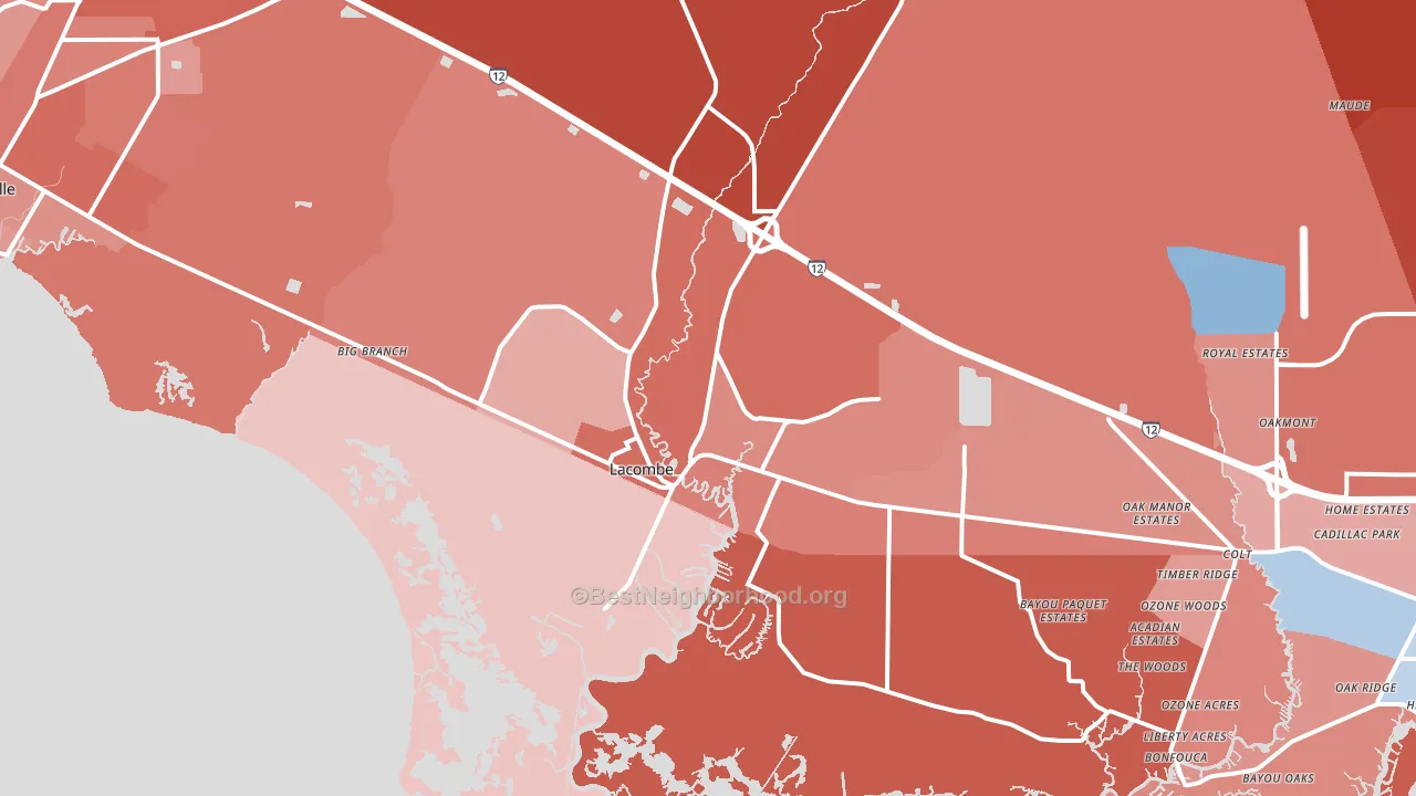 Lacombe, LA block-group political-lean map