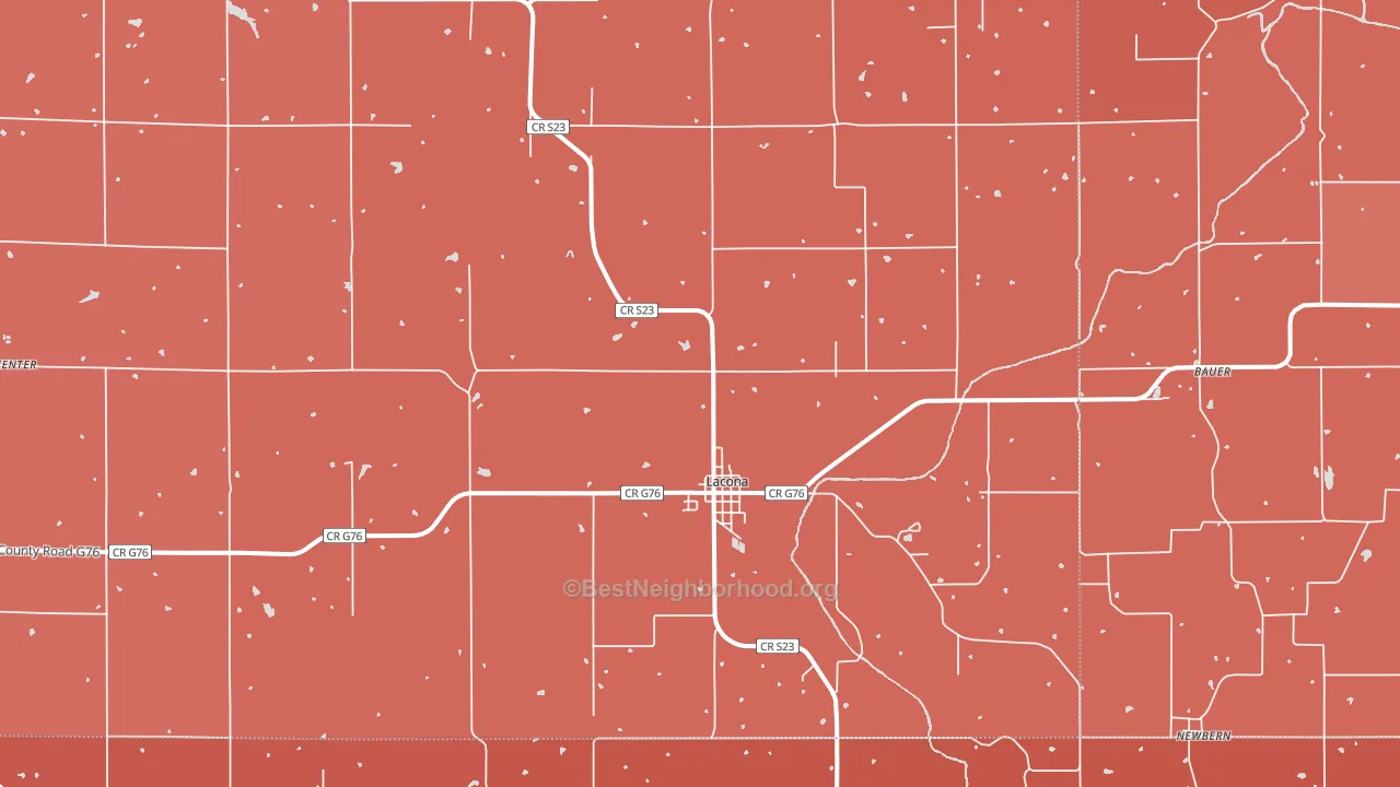 Lacona, IA block-group political-lean map