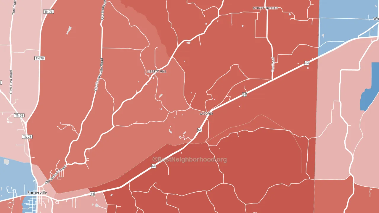 Laconia, TN block-group political-lean map