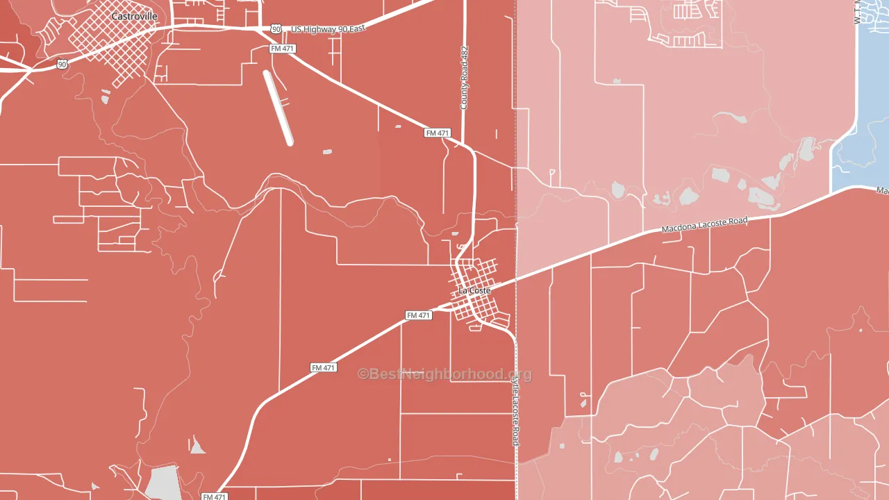 Lacoste, TX block-group political-lean map