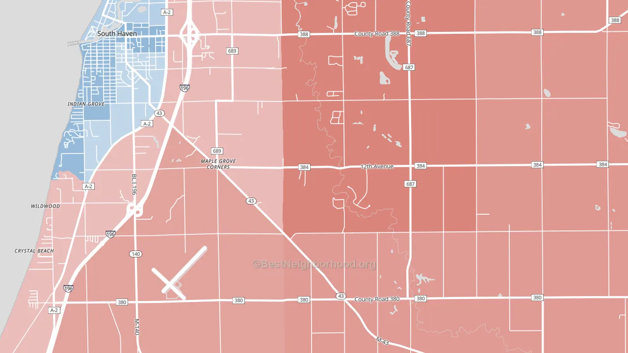 Lacota, MI block-group political-lean map