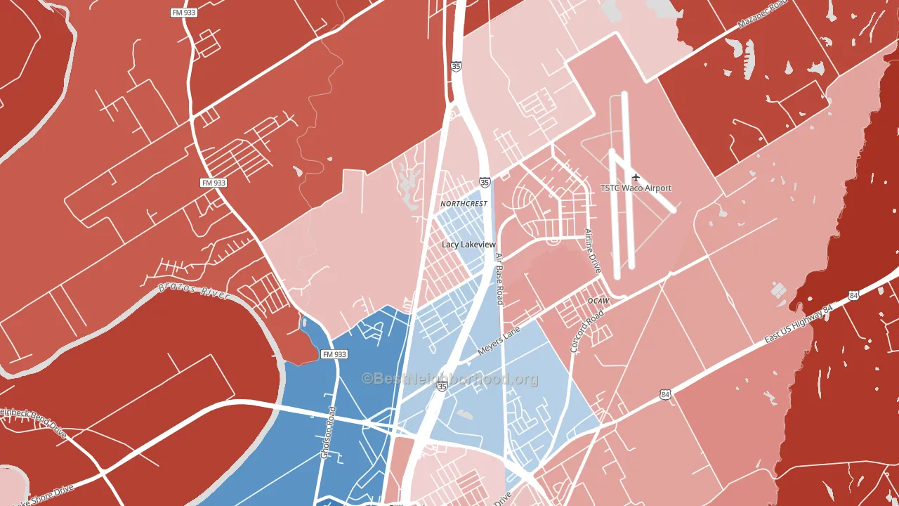 Lacy-Lakeview, TX block-group political-lean map