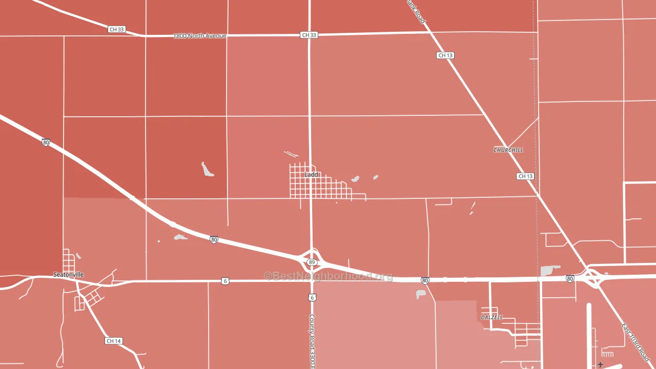 Ladd, IL block-group political-lean map