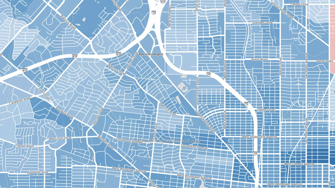 Laddie Place and North Wilson, San Antonio, TX block-group political-lean map