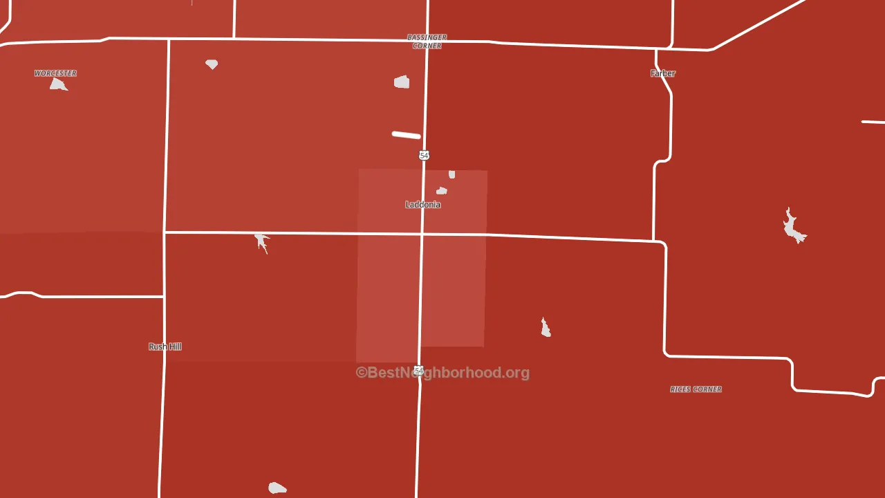 Laddonia, MO block-group political-lean map