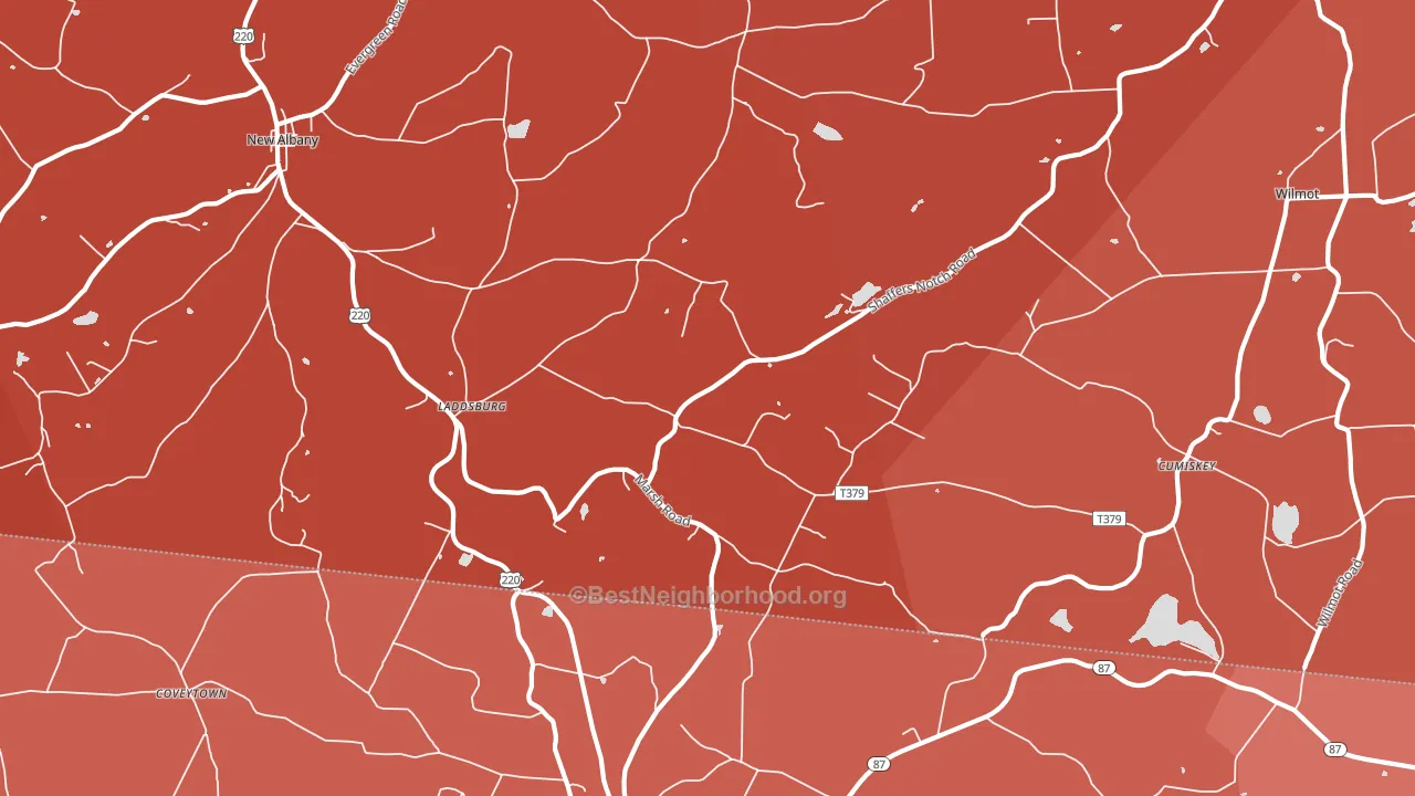 Laddsburg, PA block-group political-lean map