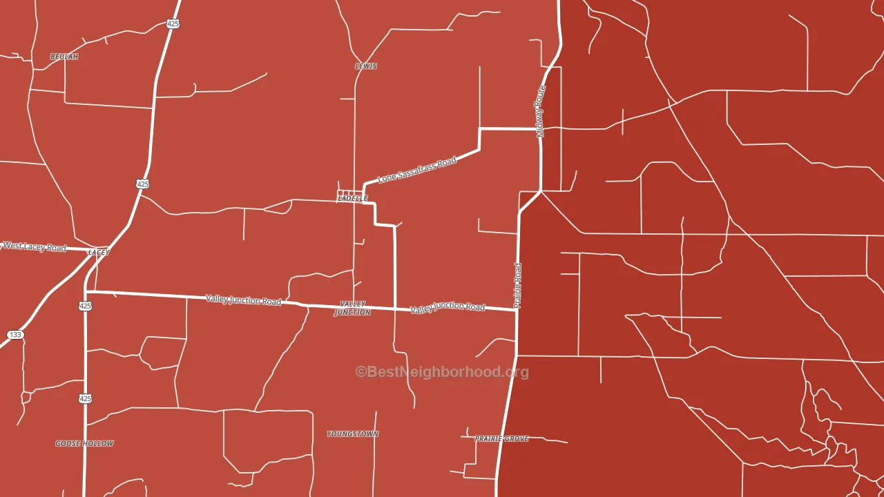 Ladelle, AR block-group political-lean map