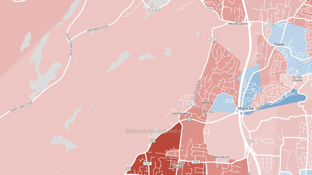 Ladentown, NY block-group political-lean map