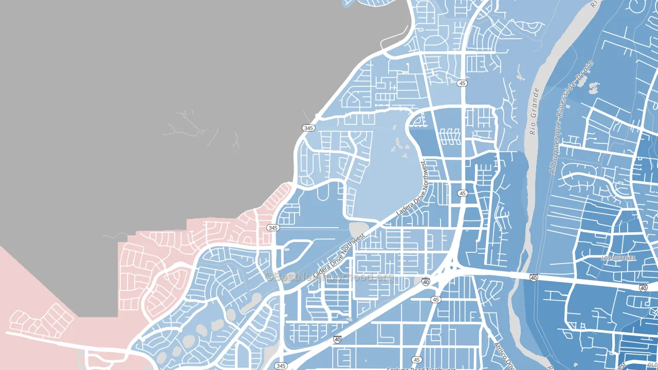 Ladera West, Albuquerque, NM block-group political-lean map