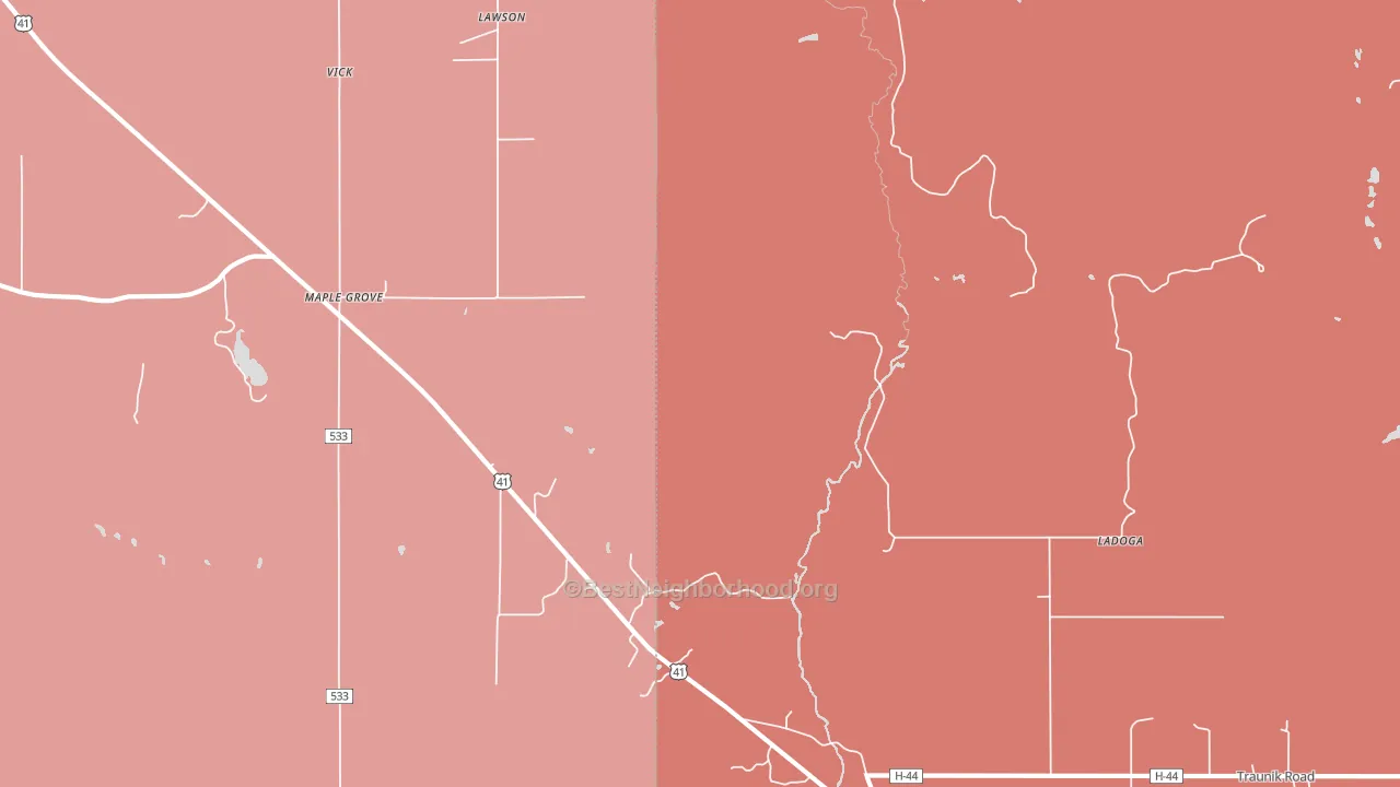Ladoga, MI block-group political-lean map